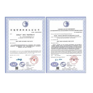 ISO14001環境管理體系認證證書（中、英）